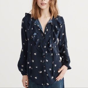 ABERCROMBIE & FITCH FLORAL RUFFLE BLOUSE